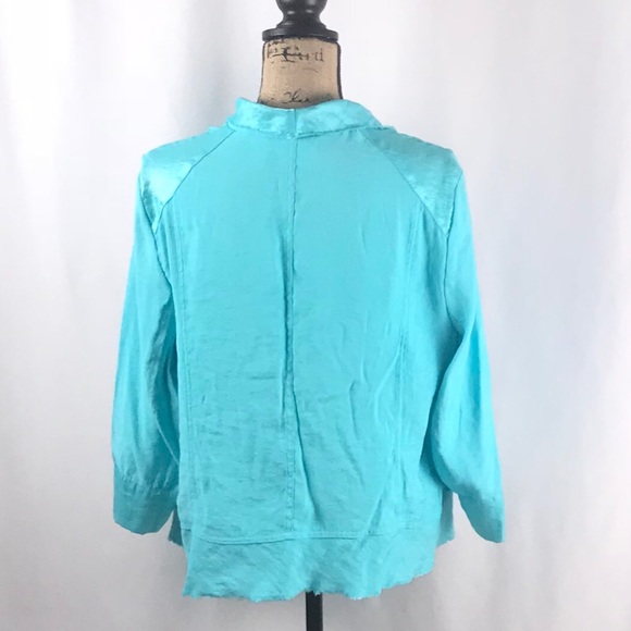 Chico’s Turquoise Waterfall Blazer sz 16(3) - Picture 2 of 6